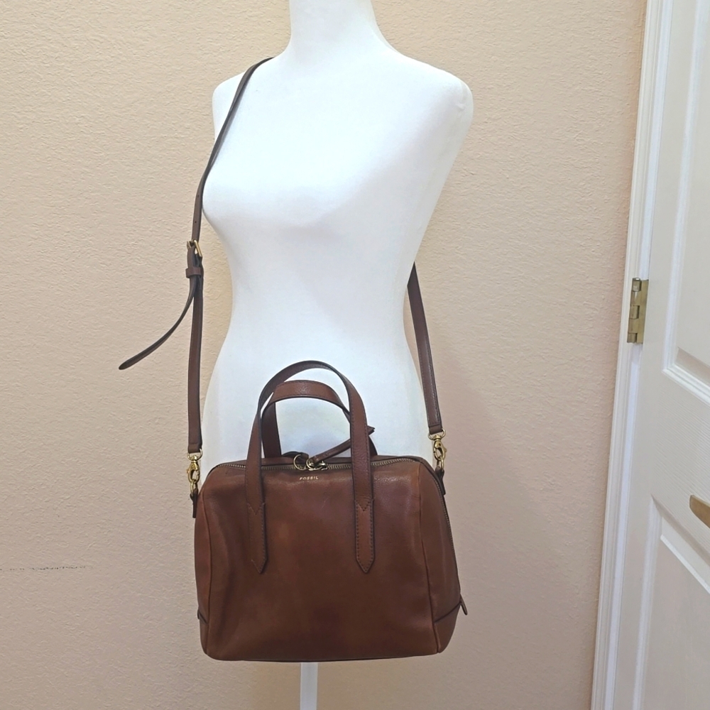 Fossil Brown Leather Crossbody